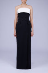 Bellamy Dress in White on Black