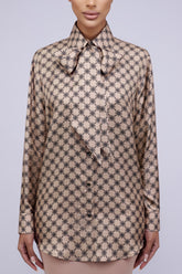 La Fleur Silk Blouse in Taupe