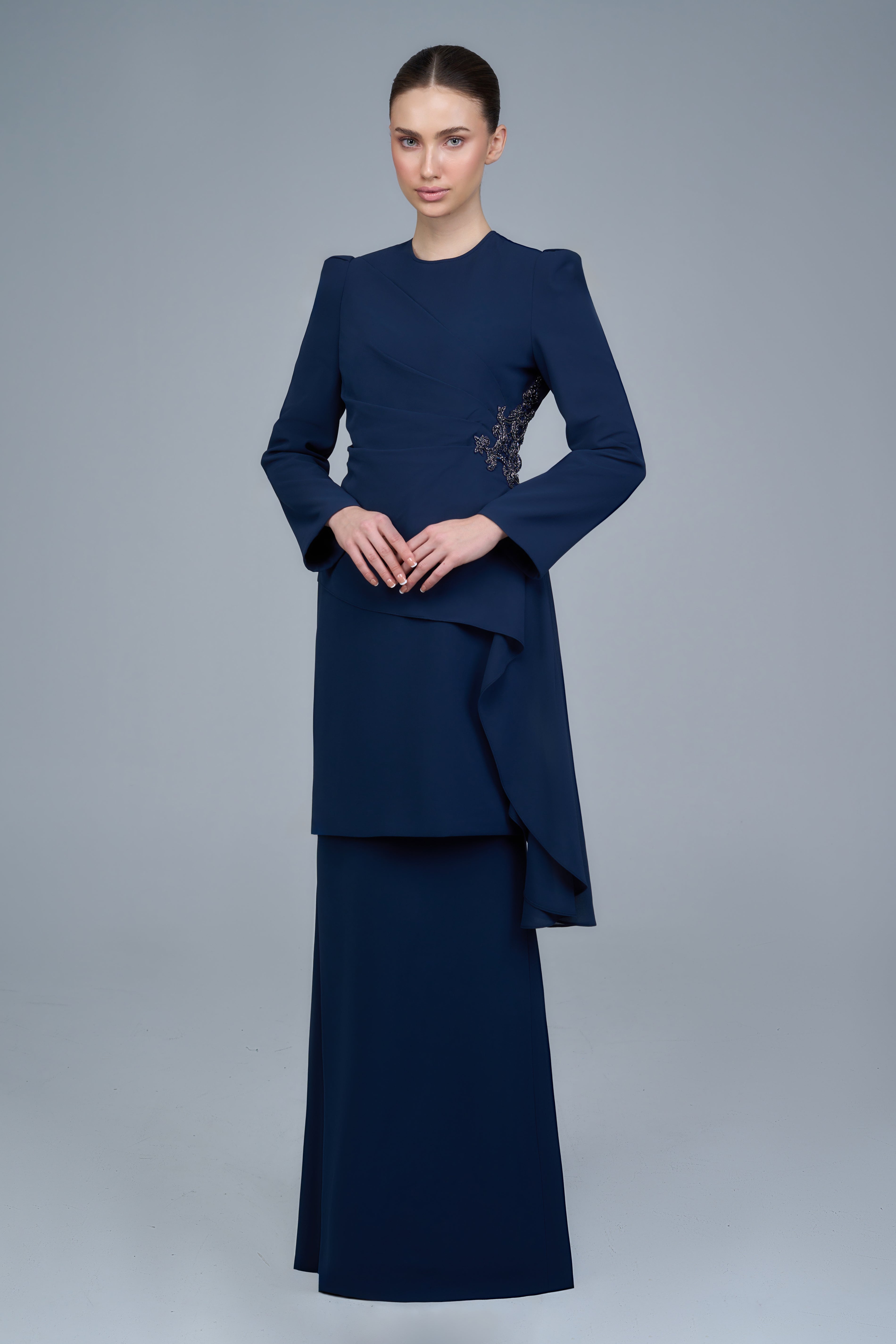 Adeline Kurung in Navy Blue