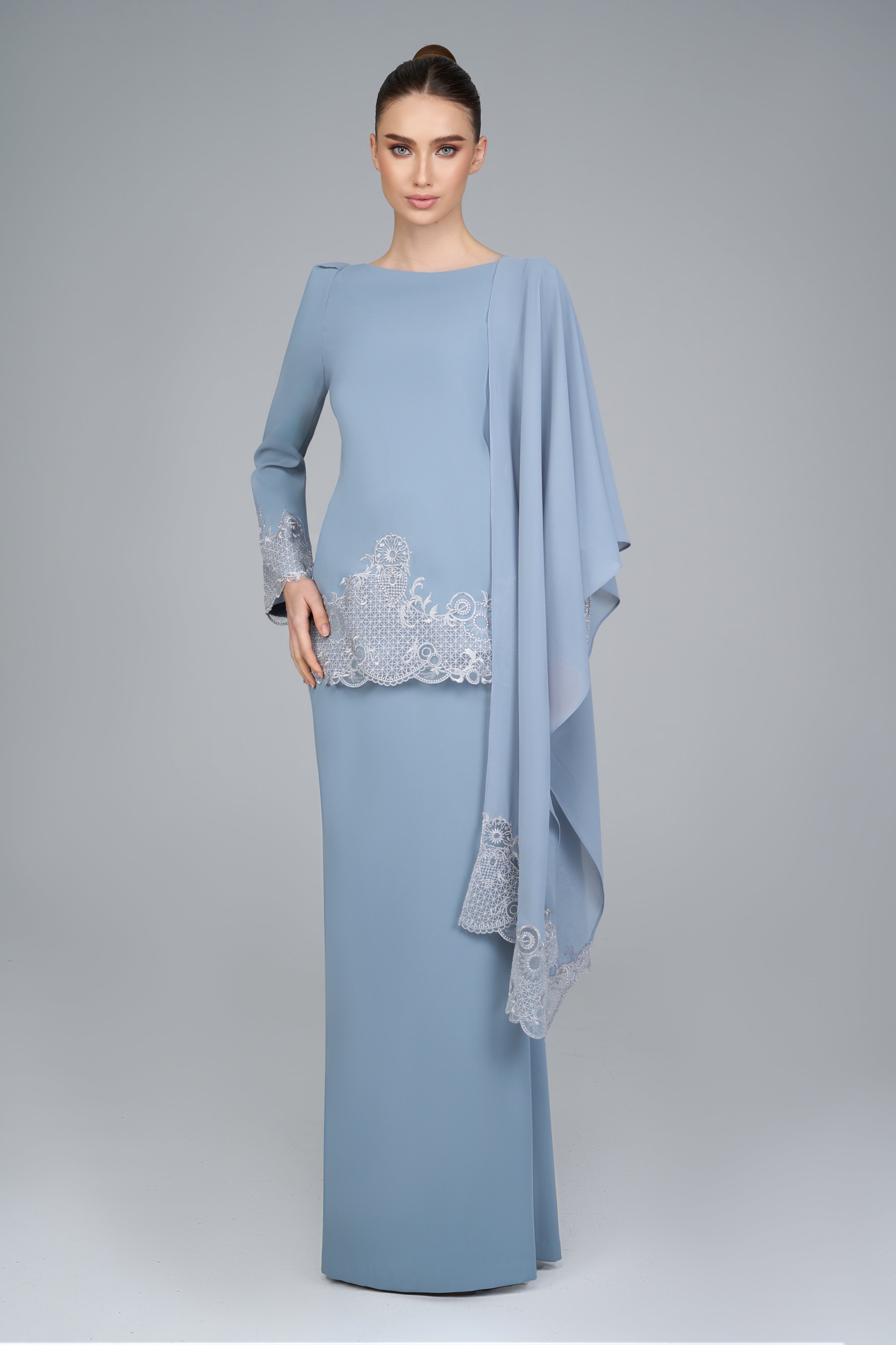 Audani Kurung in Dusty Blue