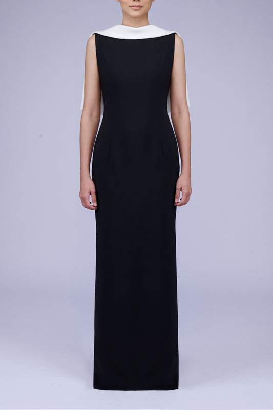 Bobbie Dress in White on Black
