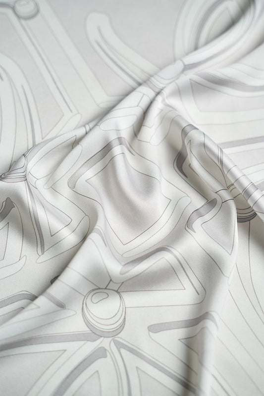 Compass Silk Scarf in Ash Grey