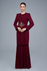 Cecilia Kurung in Deep Maroon