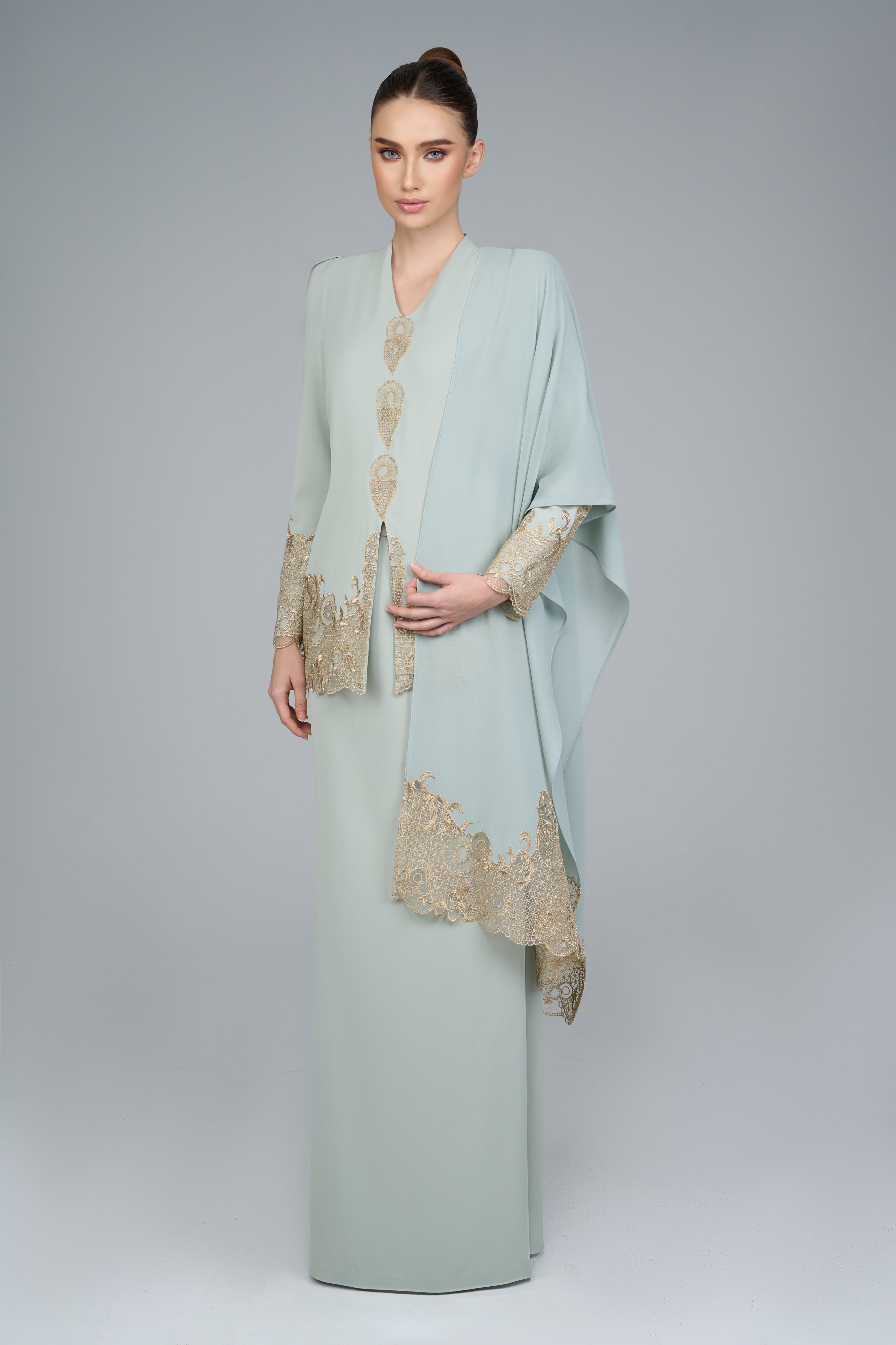 Indera Kurung in Sage Green