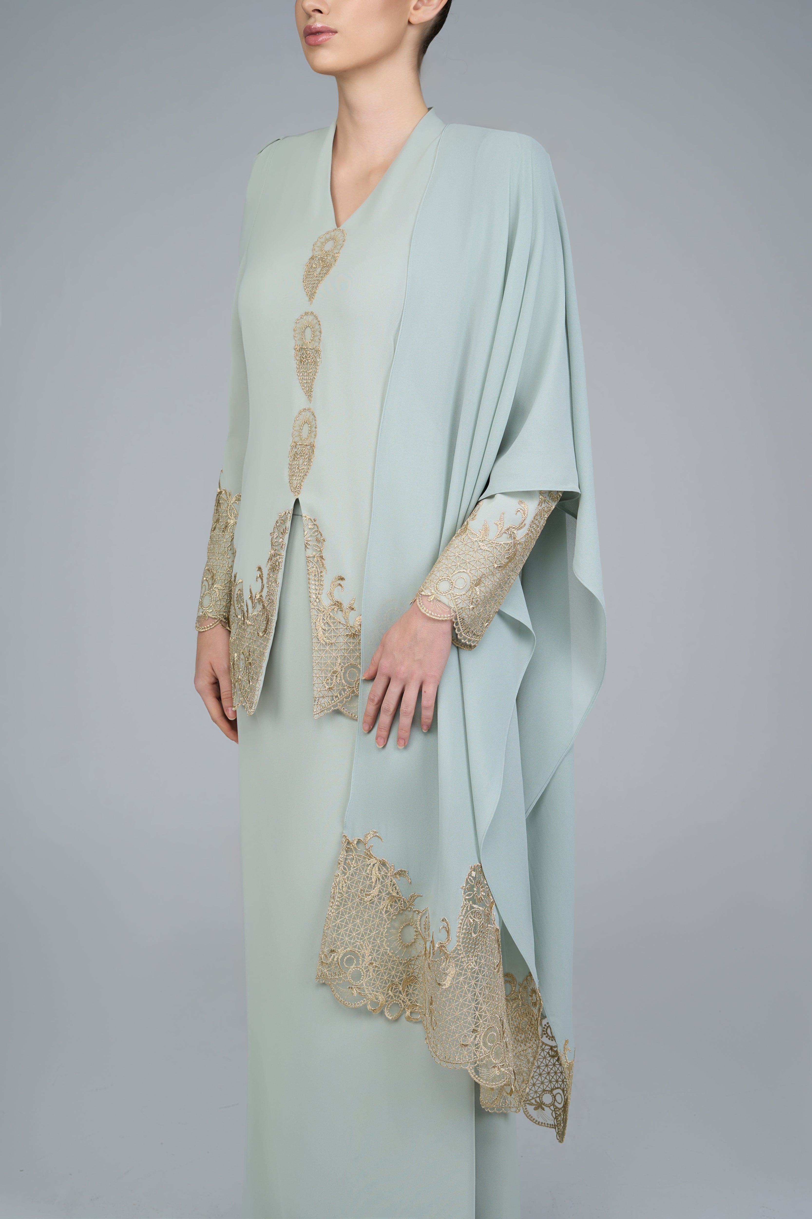 Indera Kurung in Sage Green