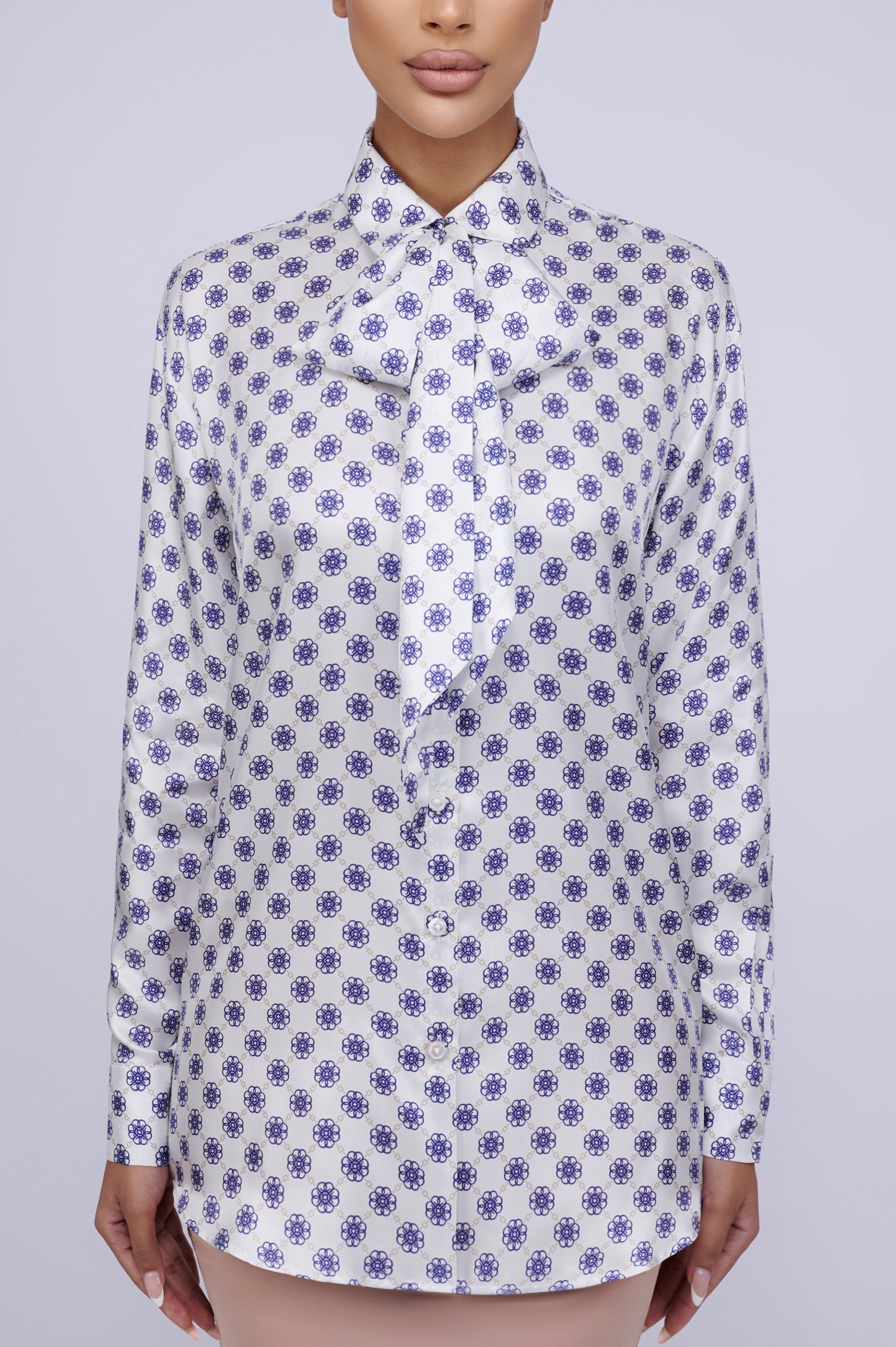 La Fleur Silk Blouse in Blue