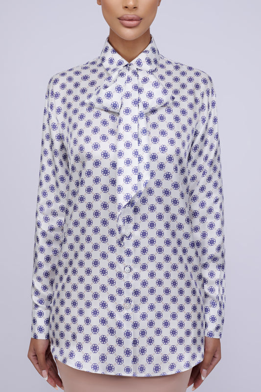 La Fleur Silk Blouse in Blue