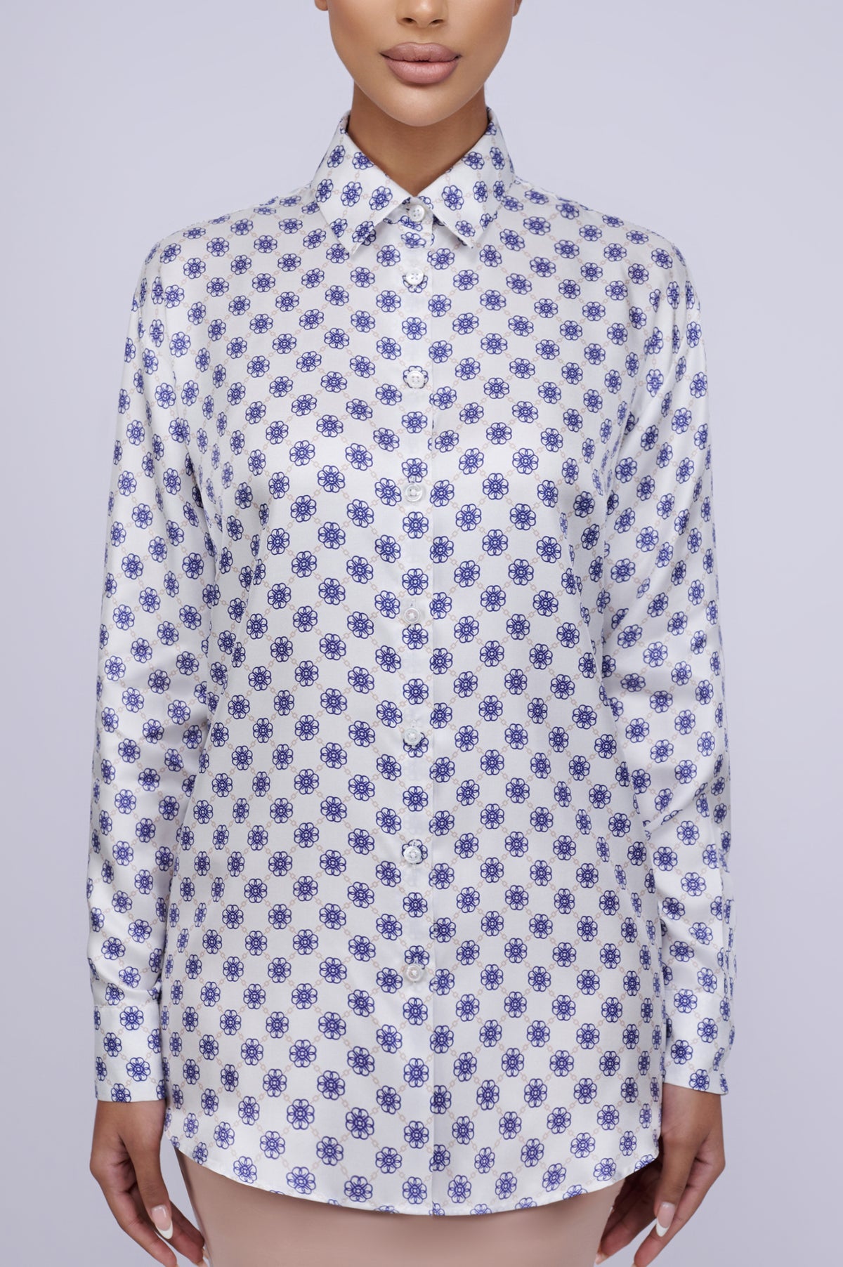 La Fleur Silk Blouse in Blue