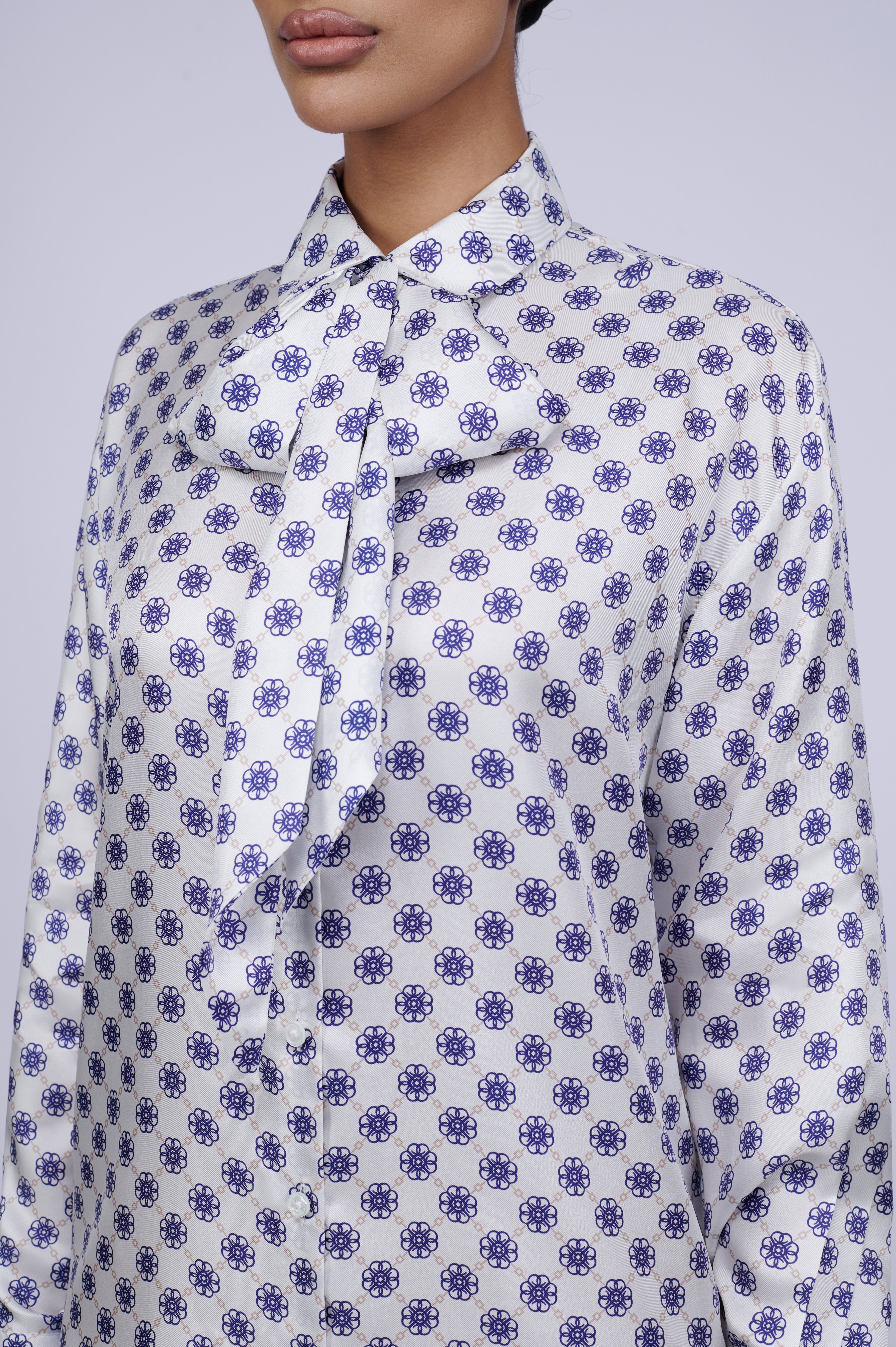 La Fleur Silk Blouse in Blue