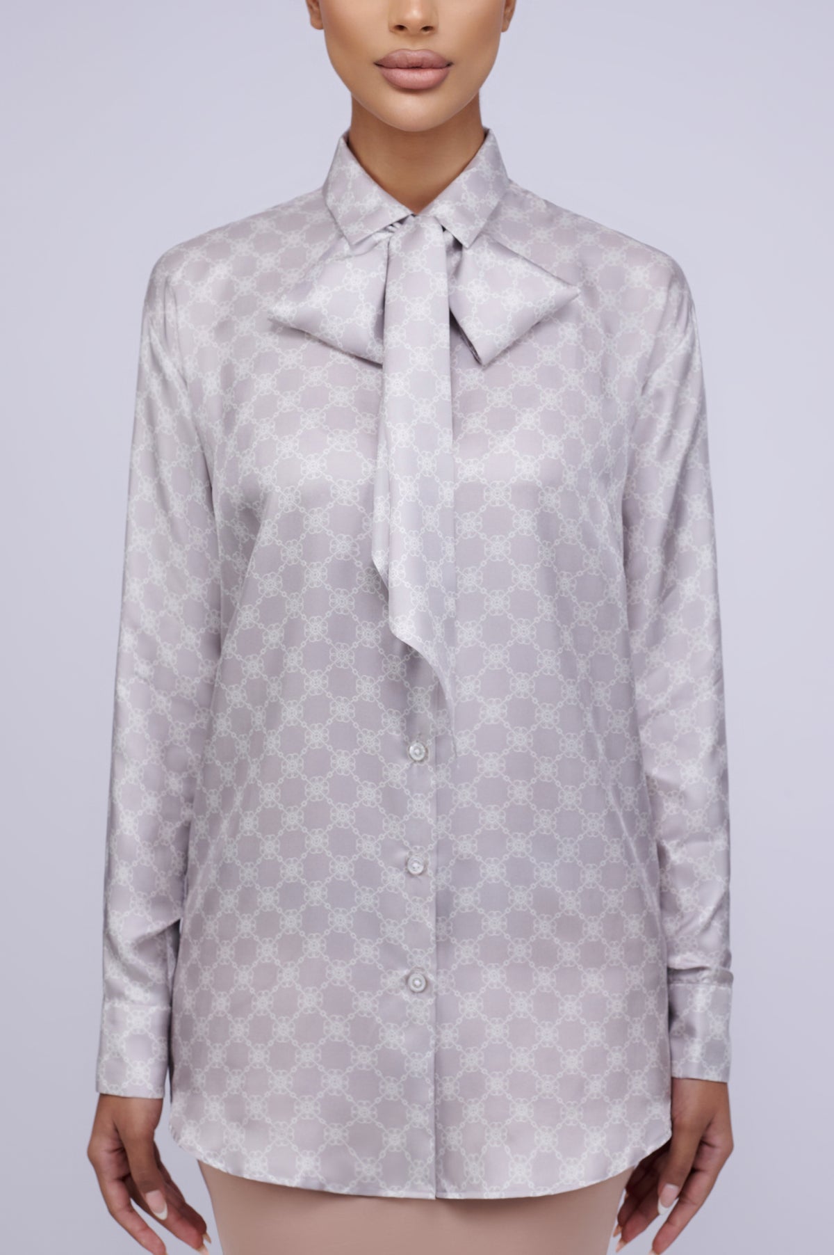 La Fleur Silk Blouse in Grey