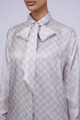 La Fleur Silk Blouse in Grey