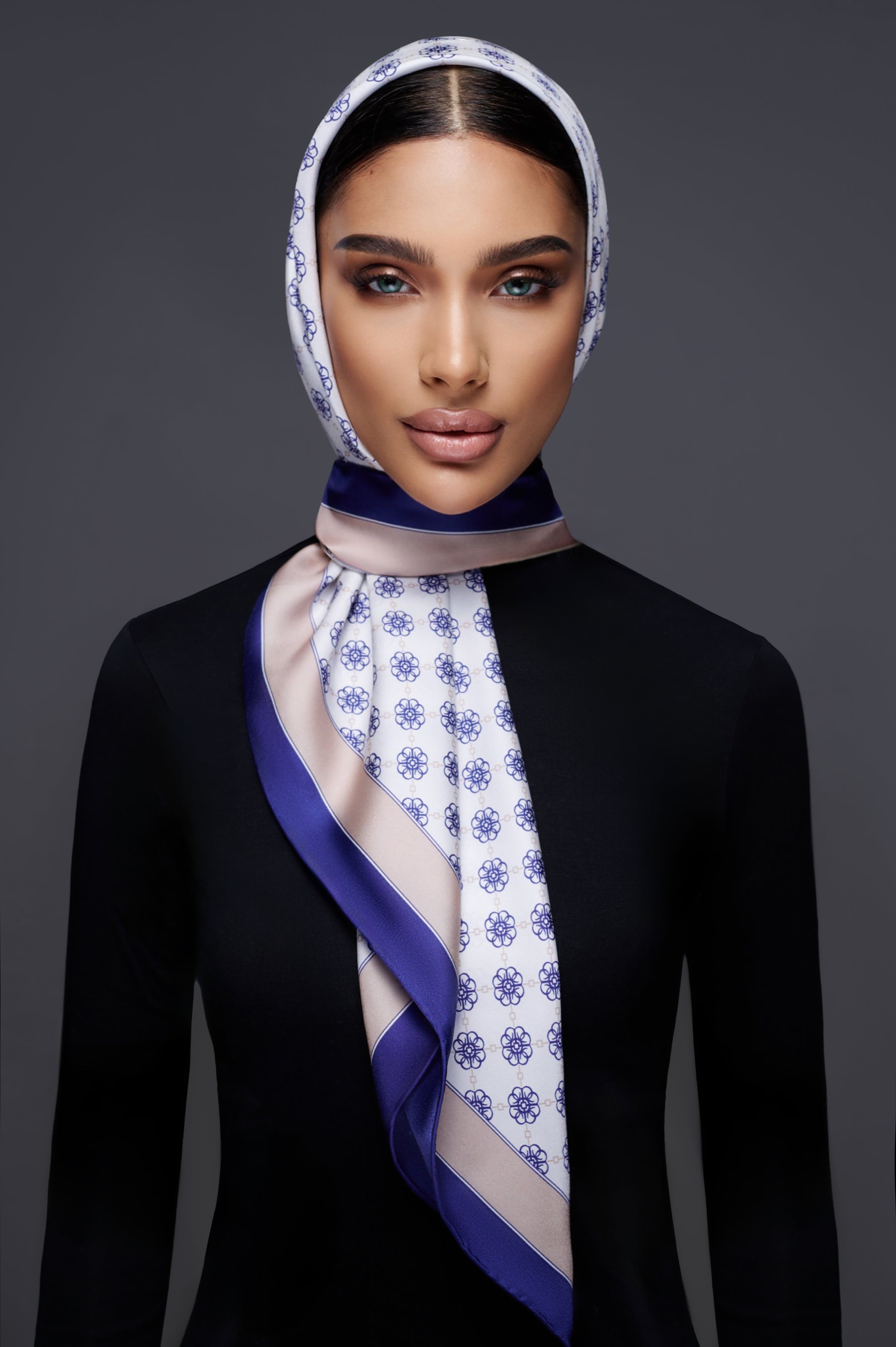 La Fleur Silk Scarf in Blue