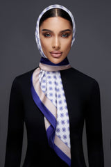 La Fleur Silk Scarf in Blue