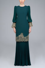 Malai Kurung in Emerald Green