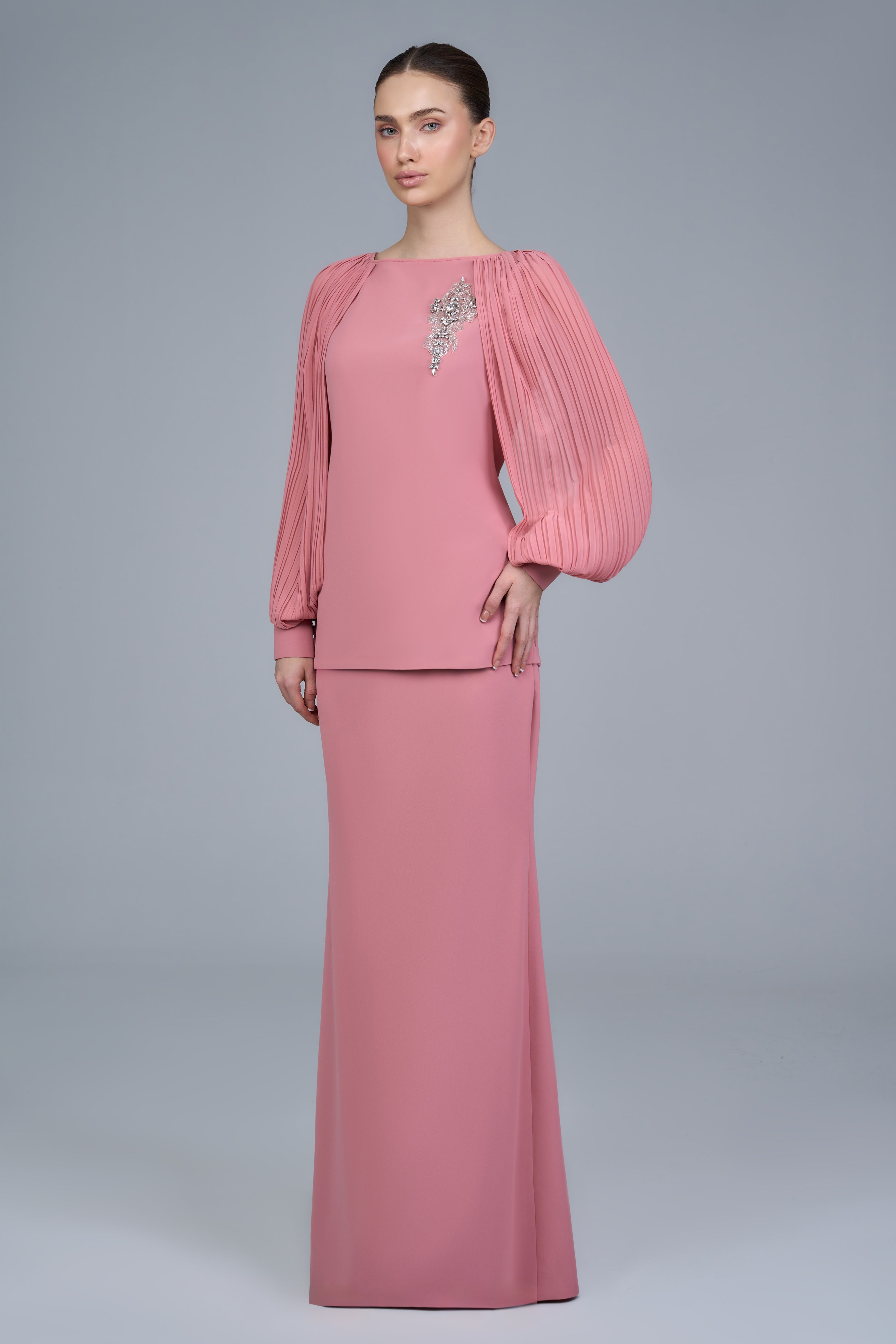 Matilda Kurung in Coral Blush