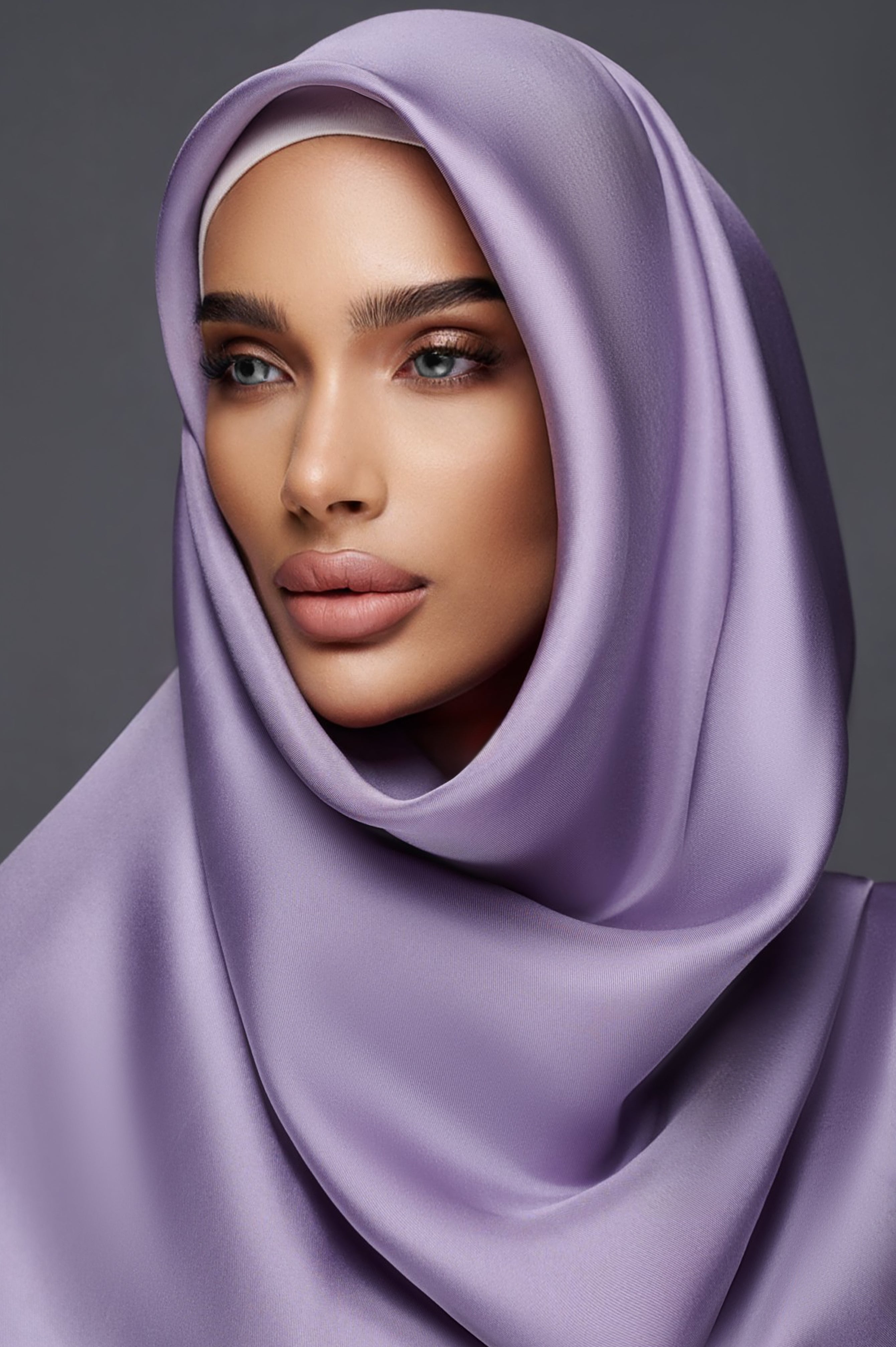 Plain Silk Scarf in Lilac