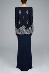 Prahara Kurung in Navy Blue