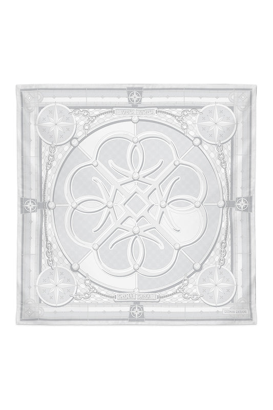Compass Silk Scarf in Ash Grey